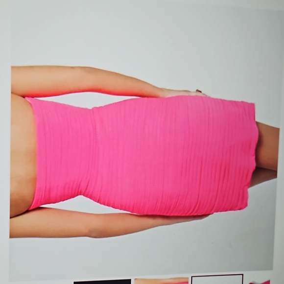 Jovani Barbiecore Ruched Rhinestone/Sequined Embellished Strapless Mini Dr… - Picture 3 of 5